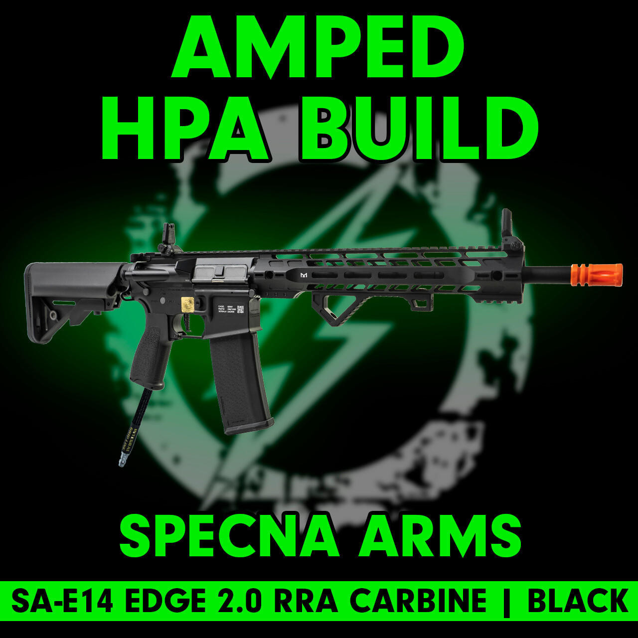 Amped Builds Amped Custom HPA Specna Arms SA-E14 EDGE 2.0 RRA M4 Carbine Slim MLOK Black Airsoft Rifle 