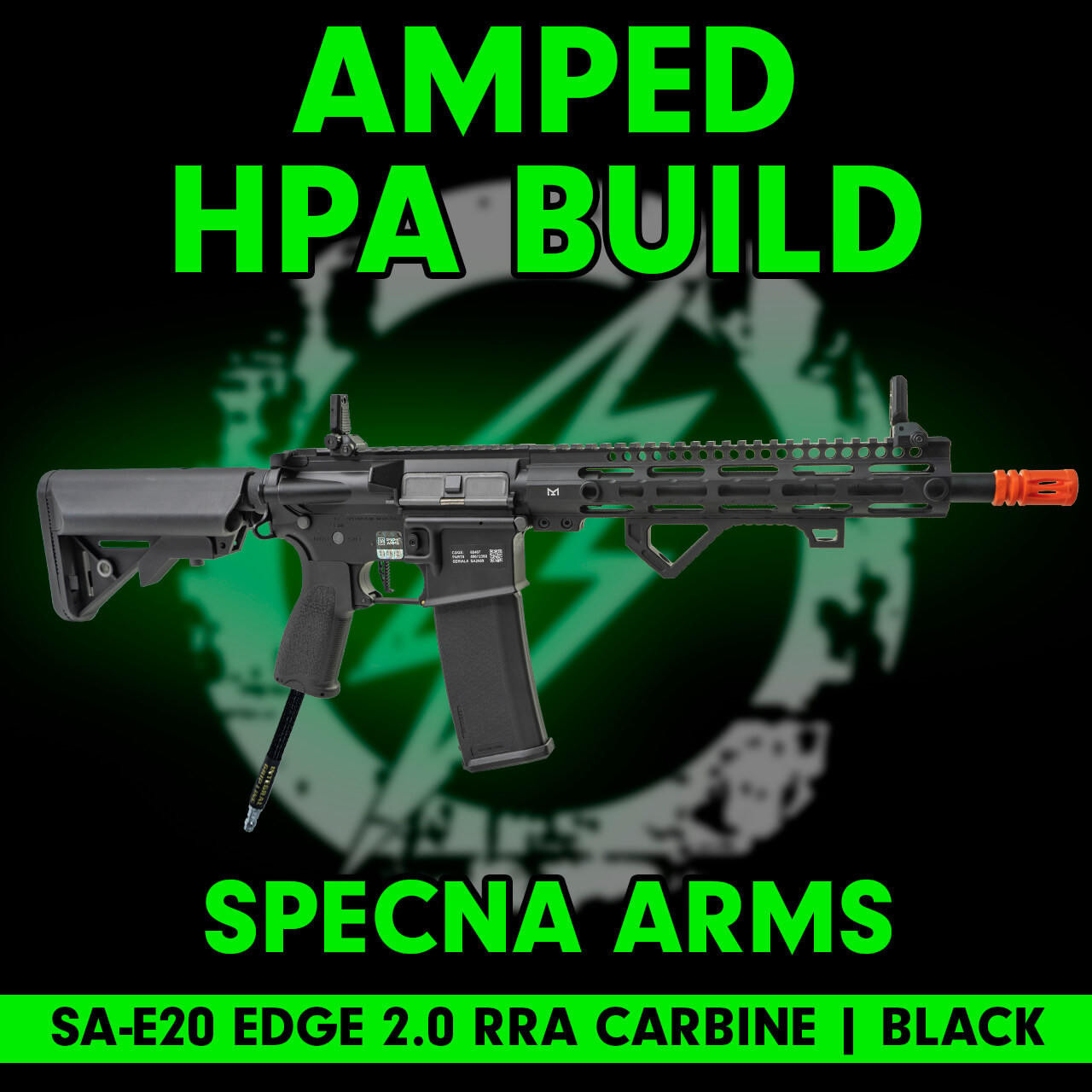 Amped Builds Amped Custom HPA Specna Arms SA-E20 EDGE 2.0 RRA M4 Carbine Slim M-LOK Black Airsoft Rifle 