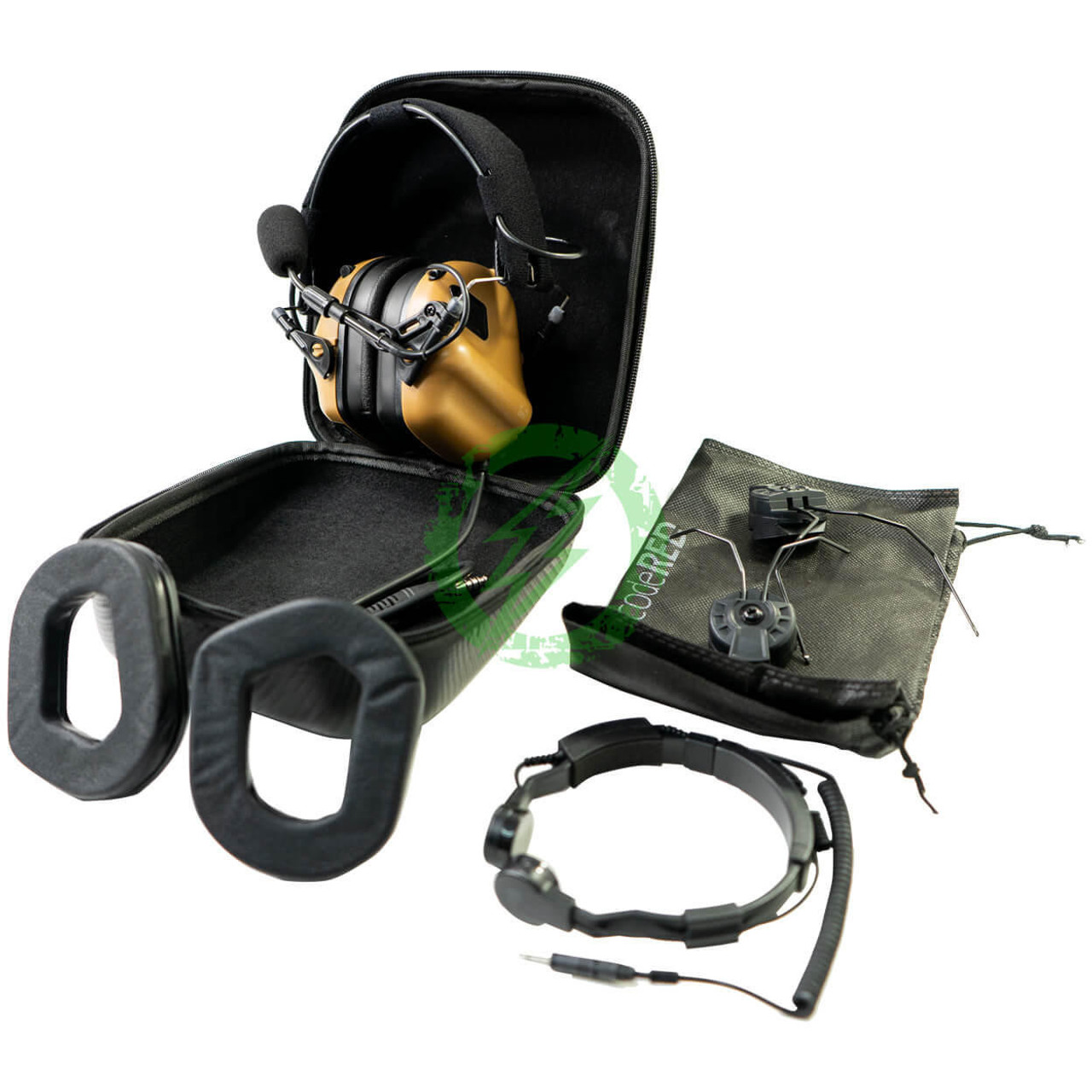  Code Red Headsets CR-TAC PRO Tactical Headset with Boom Mic NATO Connector Coyote 