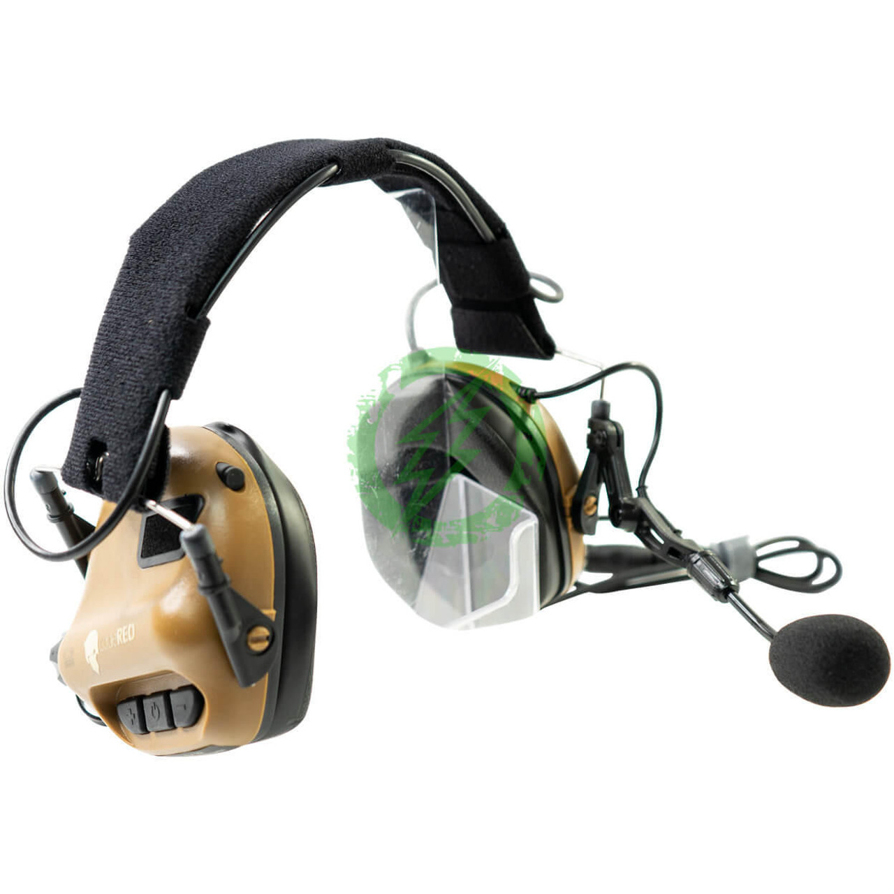  Code Red Headsets CR-TAC PRO Tactical Headset with Boom Mic NATO Connector Coyote 