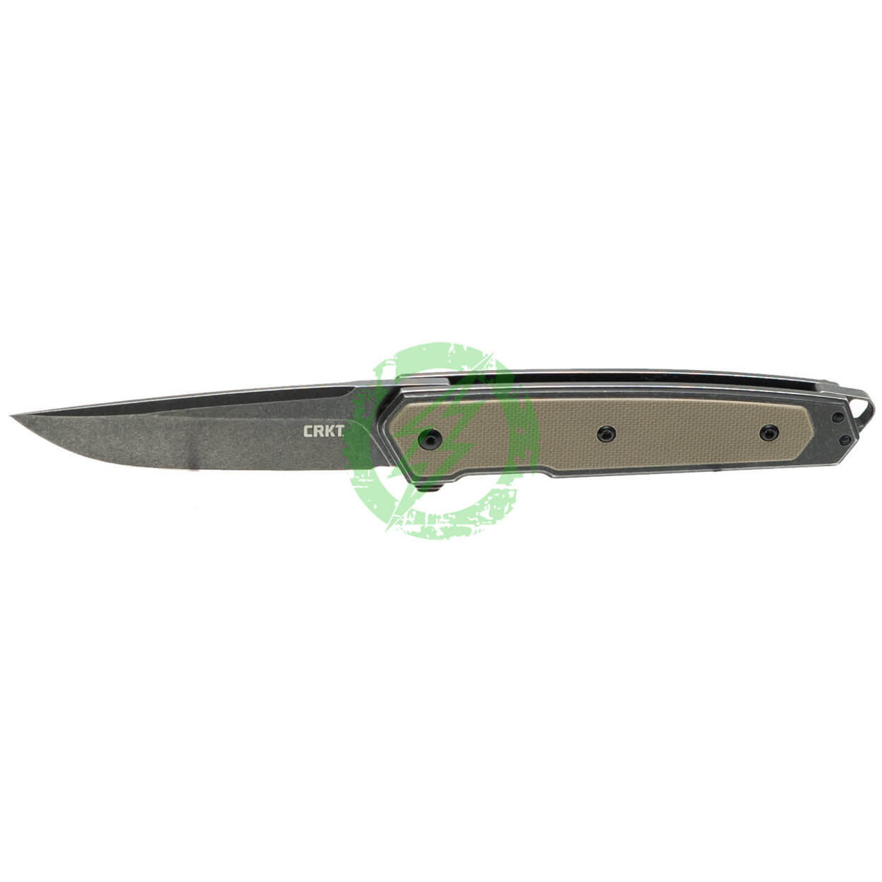 CRKT (Columbia River Knife Tool) CRKT Cinco Desert Tan Black Folding Blade Knife with Stonewash Finish & Stainless Steel G10 Handle 