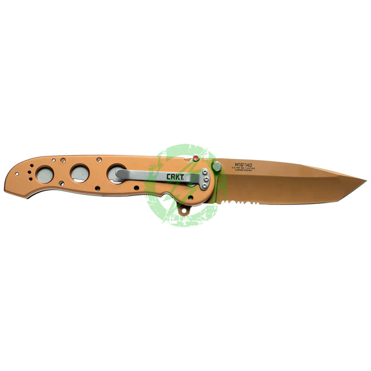 CRKT (Columbia River Knife Tool) CRKT M16-14D Copper with Triple Point Serrations Folding Knife with AUS 8 Titanium Nitride Blade & Aluminum Handle 
