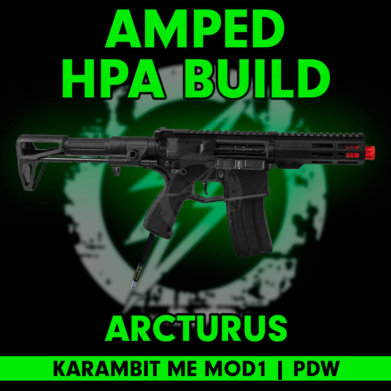 Amped Builds Amped Custom HPA Arcturus Karambit ME MOD1 PDW Airsoft with 5.5" M-LOK Rail LITE / MOSFET Enhanced 