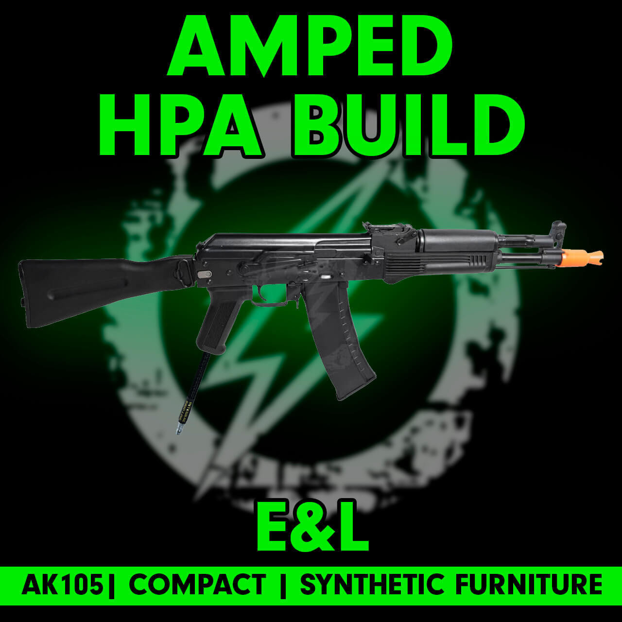 Amped Builds Amped Custom HPA E&L Airsoft  New Essential Version AK105 Compact Steel Body with Folding Stock 