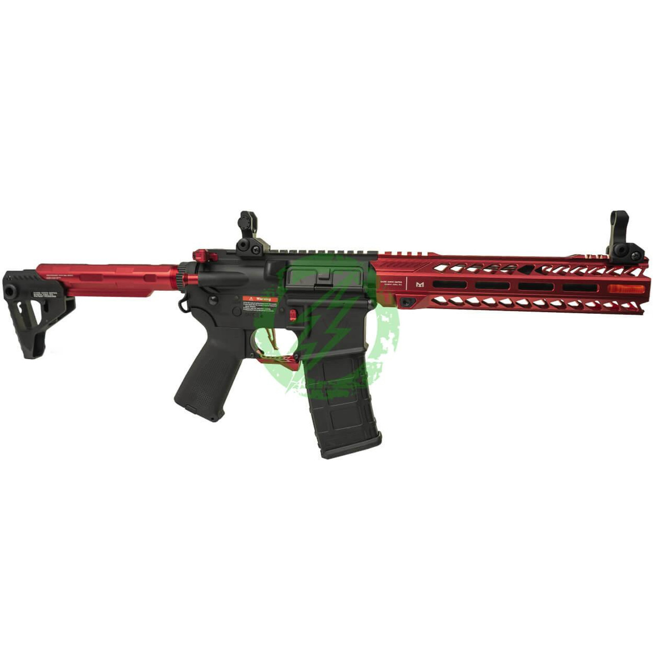  6mmProShop Strike Industries Licensed "Sentinel" M4 Airsoft AEG Rifle by E&C | Red / 10" GRIDLOK LITE Rail / 350FPS 