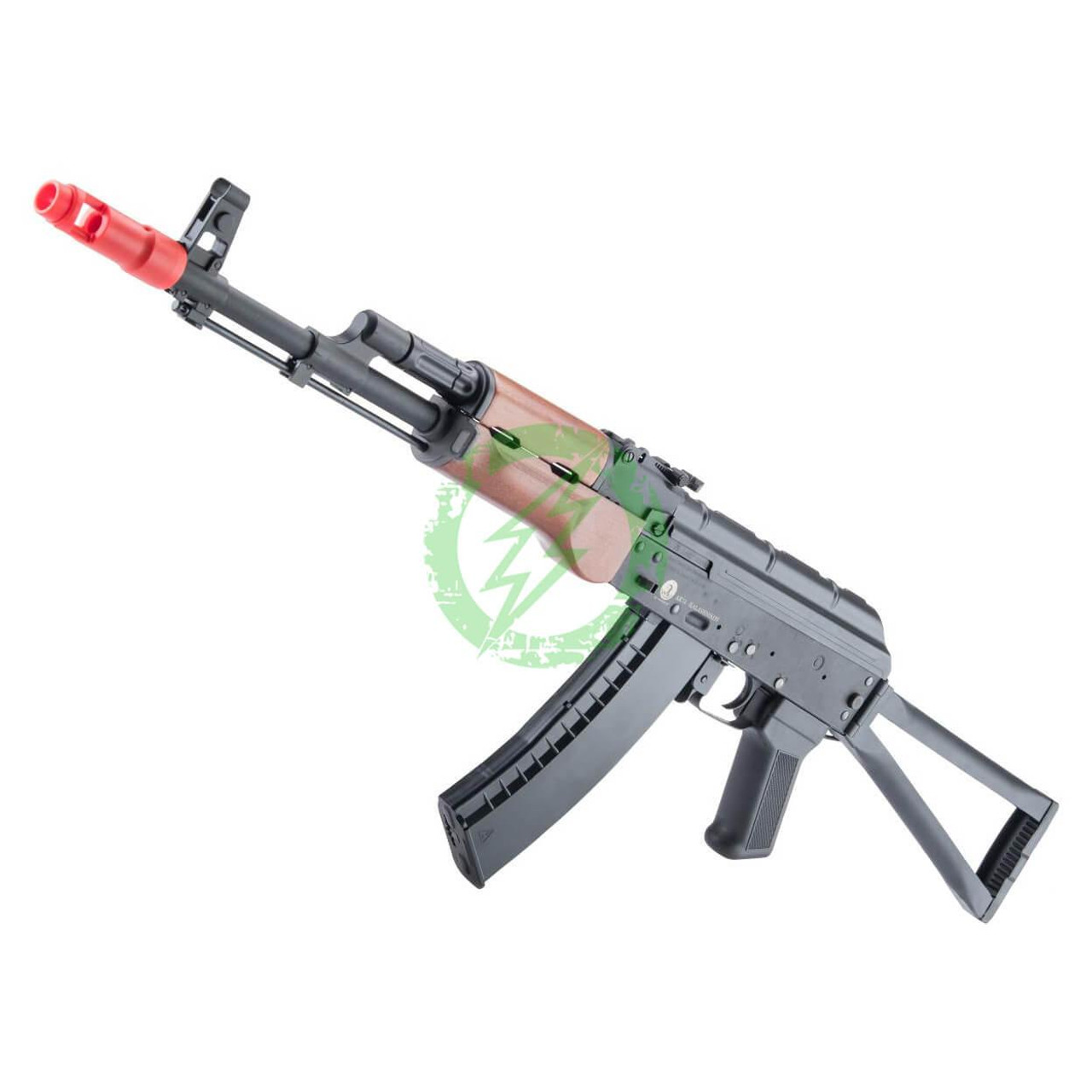  Cybergun Kalashnikov Licensed AKS-74 Airsoft AEG Rifle with Triangle Stock by ICS Wood Furniture 