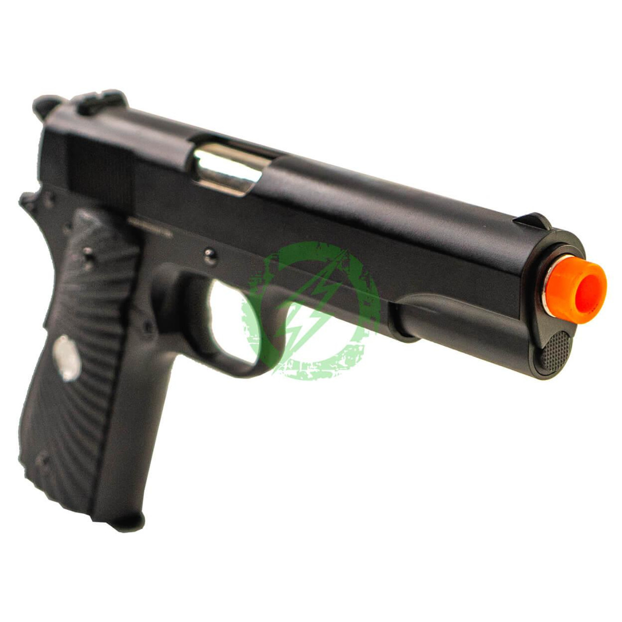  Matrix x Golden Eagle Full M1911A1 Gas Blowback Airsoft Pistol | Black / Eagle Wing Grips 