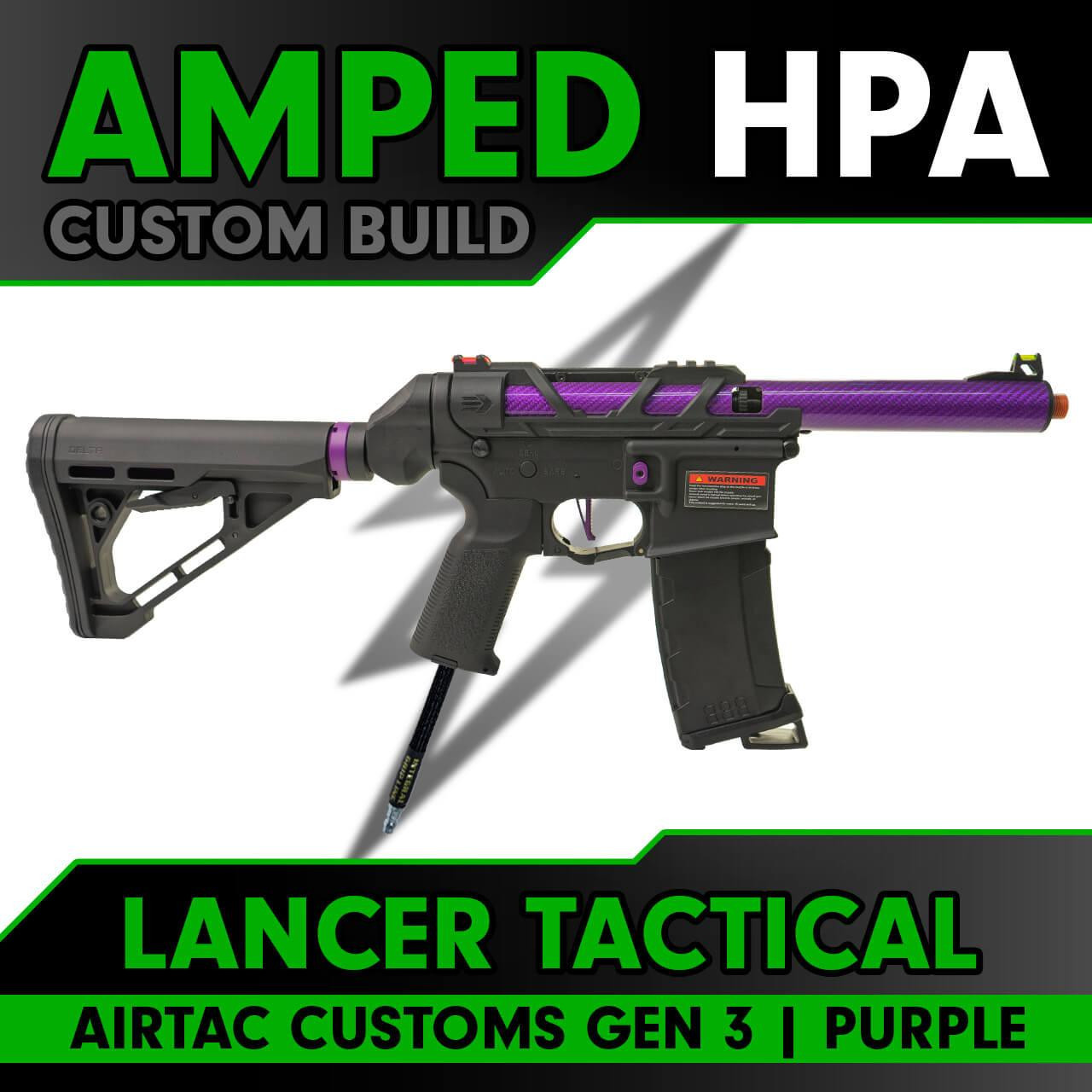 Amped Builds Amped Custom HPA Lancer Tactical x AirTac Customs GEN 3 Speedsoft Airsoft Rifle 
