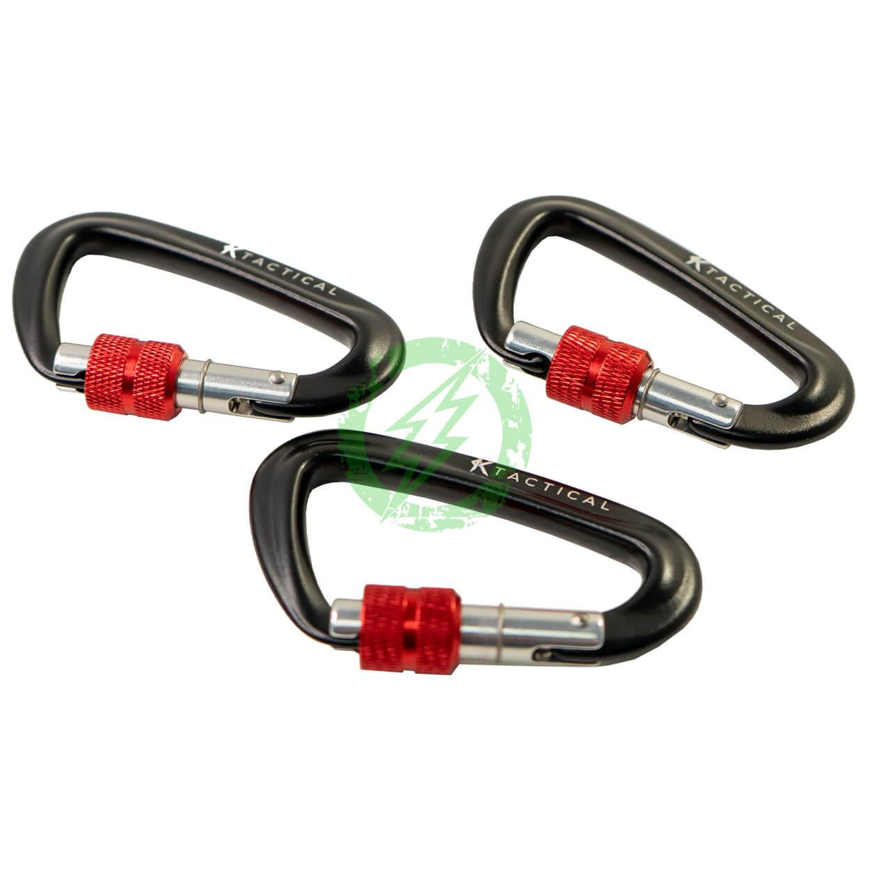  KTactical Black / Red Locking Aluminum Carabiner 3 Pack 