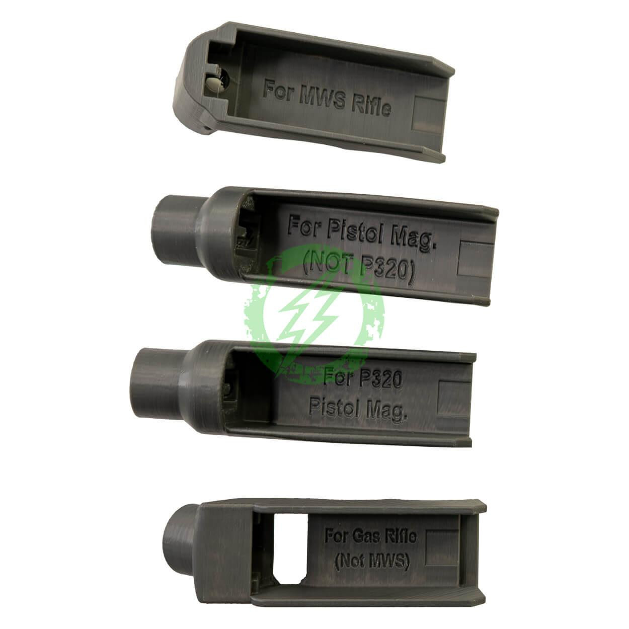 ACETECH Acetech | Large Capacity High Speed Automatic Electric Airsoft BB Loader Accessory Loader Adapters (1x Wide for GHK Rifle, 1x Narrow for Marui, VFC, WE Rifle, 1x Glock / H-capa, 1x P320 VFC, WE Pistol) 