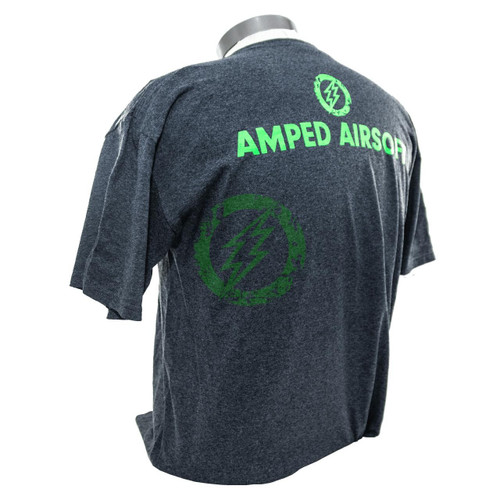  Amped Airsoft T-Shirt Green Splatter | Dark Heather Grey 