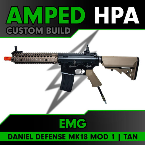 Amped Builds Amped Custom HPA EMG COLT MK18 MOD1 Tan Airsoft Rifle 