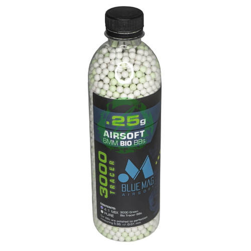  BLUEMAG Airsoft Green Tracer Bio BB Mix 3000 Rd | .25g - .32g 