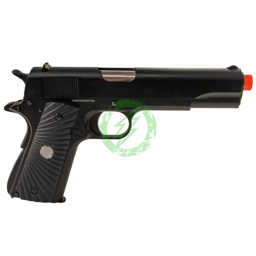  Matrix x Golden Eagle Full M1911A1 Gas Blowback Airsoft Pistol | Black / Eagle Wing Grips 
