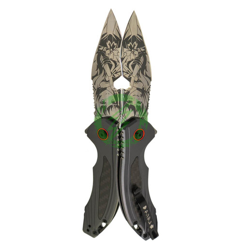  KTactical Pocket Waifu "Yandere" Heart Cut Folding Knife with Mirror Finish Blade 