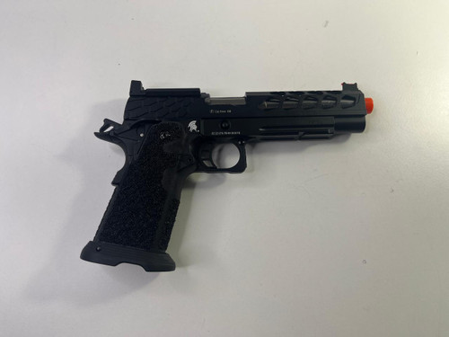 Lancer Tactical Open Box | Lancer Tactical Stryk Hi-Capa 5.1 Gas Blowback Airsoft Pistol w/ Red Dot Mount | Black 