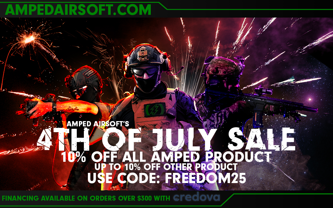 Amped Airsoft&#039;s Fourth of July Sale, use code FREEDOM25!