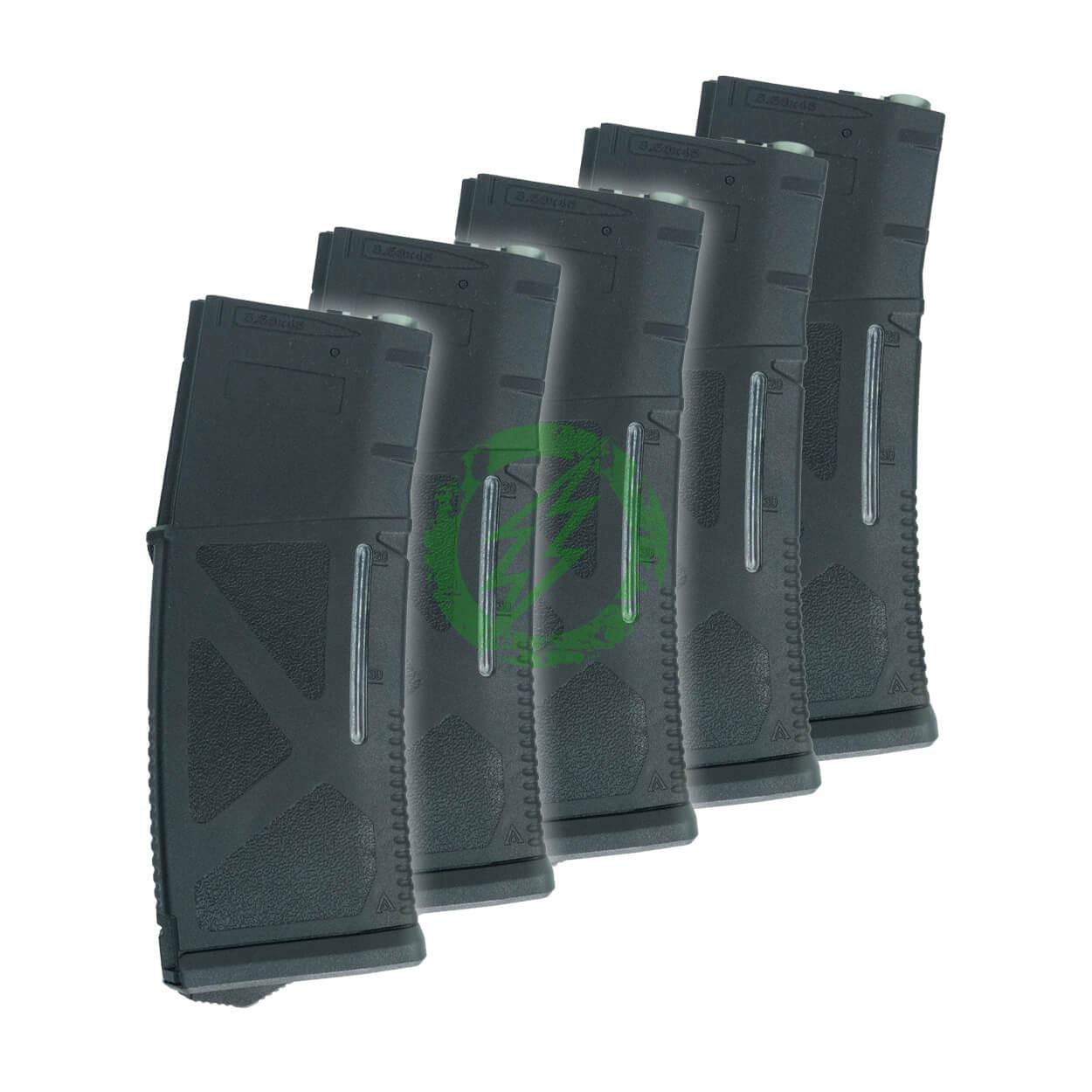 Arcturus AR MOD1 Windowed EMM 200 Round Mid-Cap Magazine for M4 / M16 Series Airsoft AEG Rifles (Black / Pack of 5)