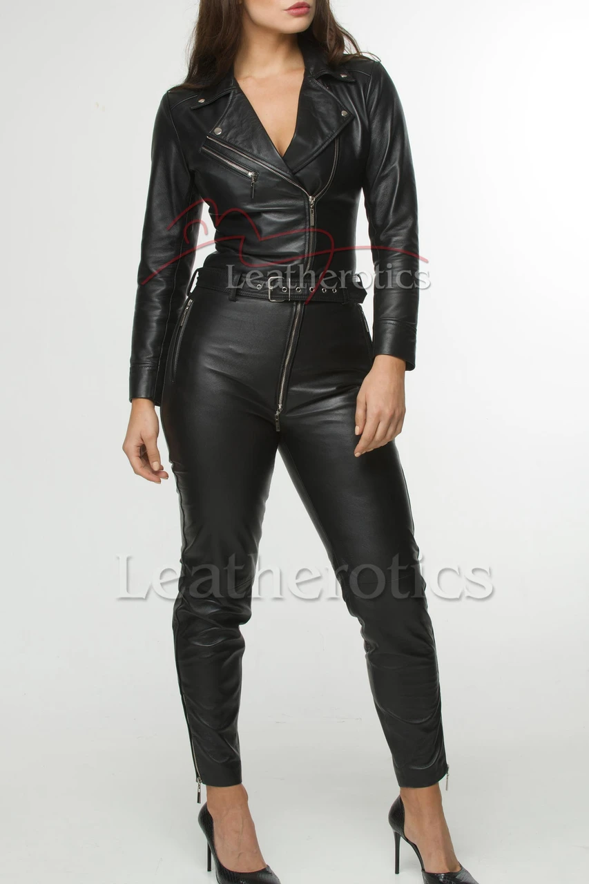 Body Combinaison Femme Brillant Effet Cuir - Col Montant Ouvert - Combinaison Party Clubwear