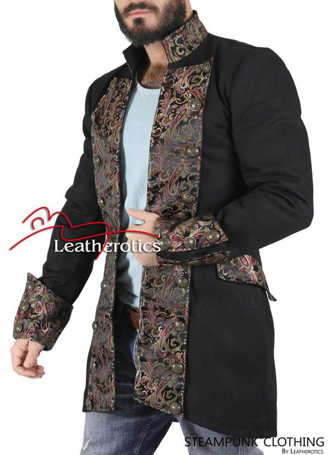 vue avant veste coton homme steampunk col montant