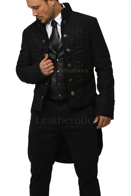 Veste queue-de-pie vintage homme broderies décoratives