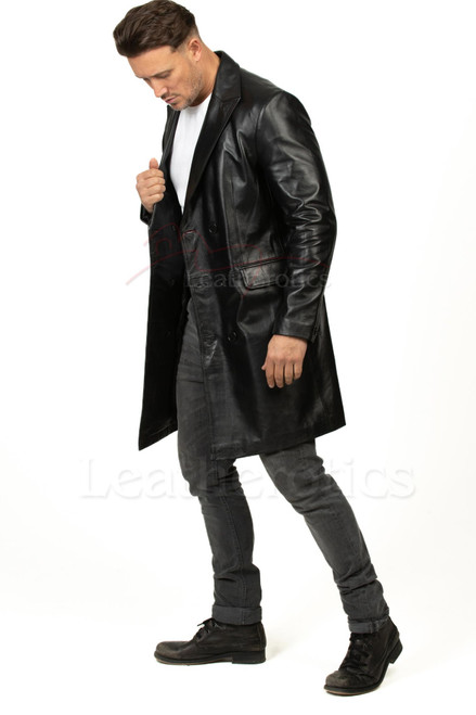 pardessus cuir noir homme face – Leatherotics