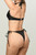 Ensemble soutien-gorge et tanga en cuir noir 1