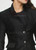 Détail des boutons en acier du blazer en cuir suède noir