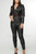 Vue arrière catsuit en cuir femme sur-mesure, fermeture éclair double sens Vue arrière catsuit en cuir femme sur-mesure, fermeture éclair double sens