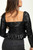 Top en cuir décolleté cœur à frous-frous - côté