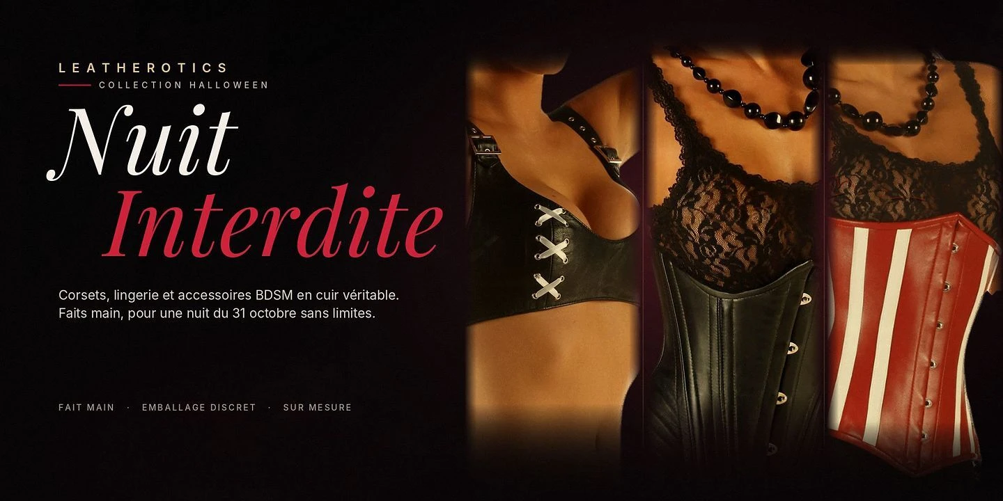 Halloween : corsets, lingerie et accessoires BDSM en cuir véritable