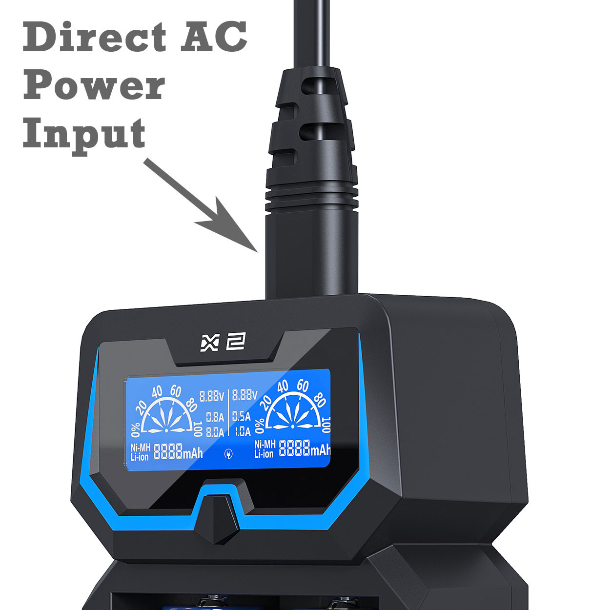 XTAR X2 Battery Charger AC direct power - Orbtronic