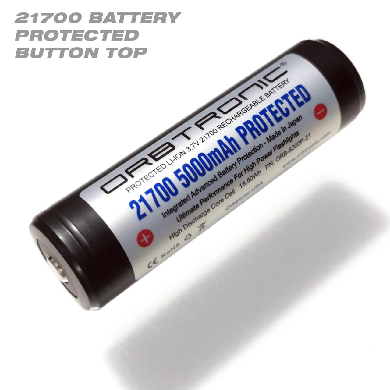 21700 Battery 5000mAh Button Top PROTECTED Li-ion Rechargeable 3.7V ...