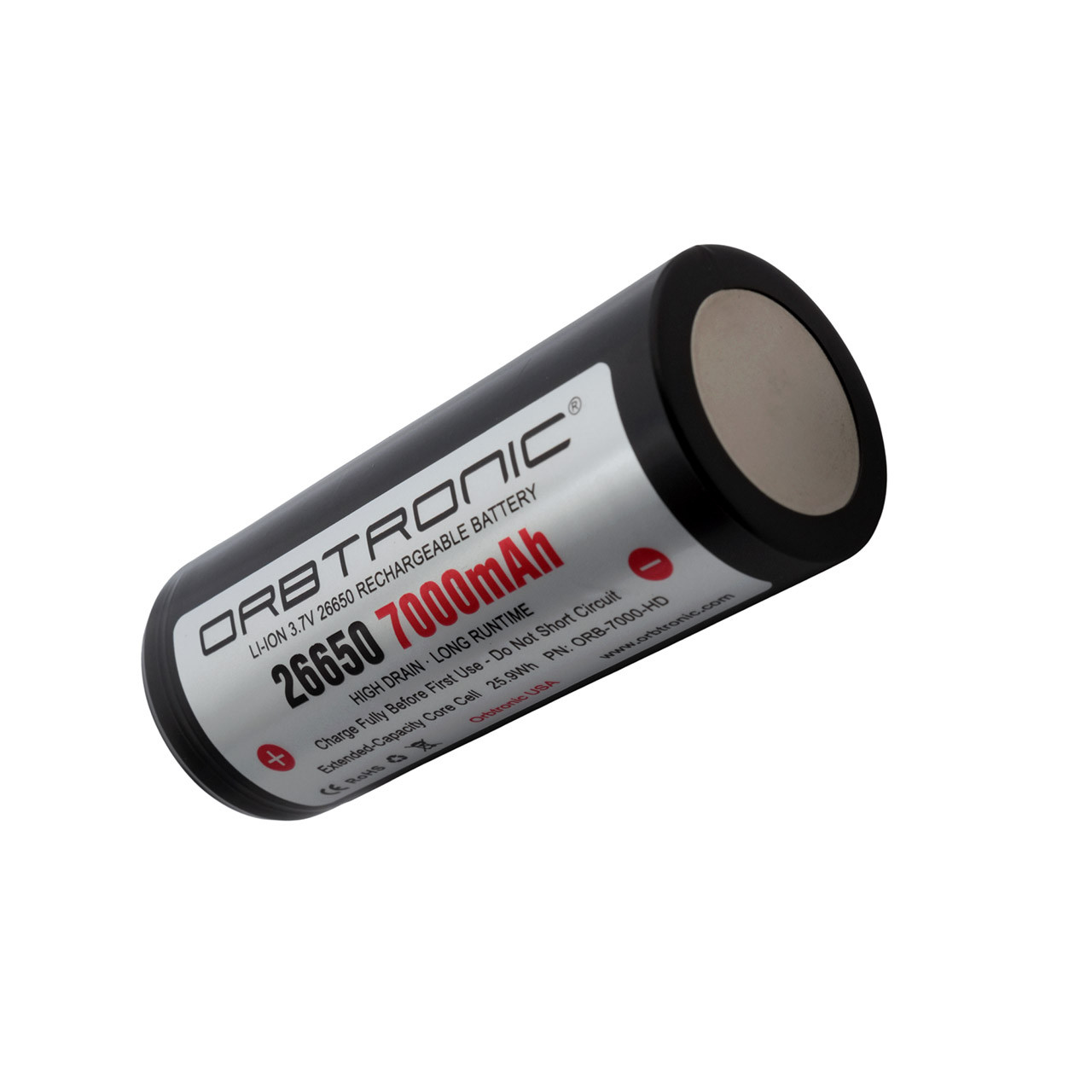 26650 7000mAh Li-ion Rechargeable Orbtronic Unprotected Battery Cell