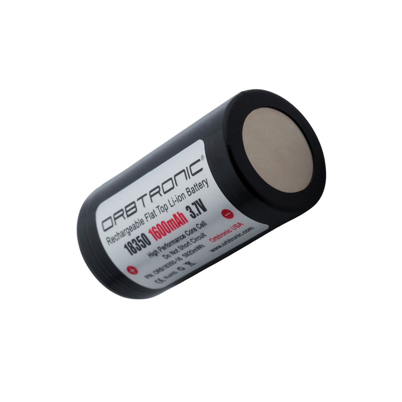 18350 Li-ion 1600mAh Battery Highest Capacity Flat Top Unprotected