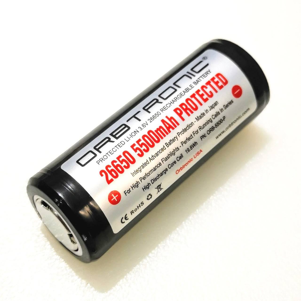 26650 Battery PROTECTED 5500mAh Li-ion Rechargeable Orbtronic for High  Performance Flashlights-Safety Battery Case Included