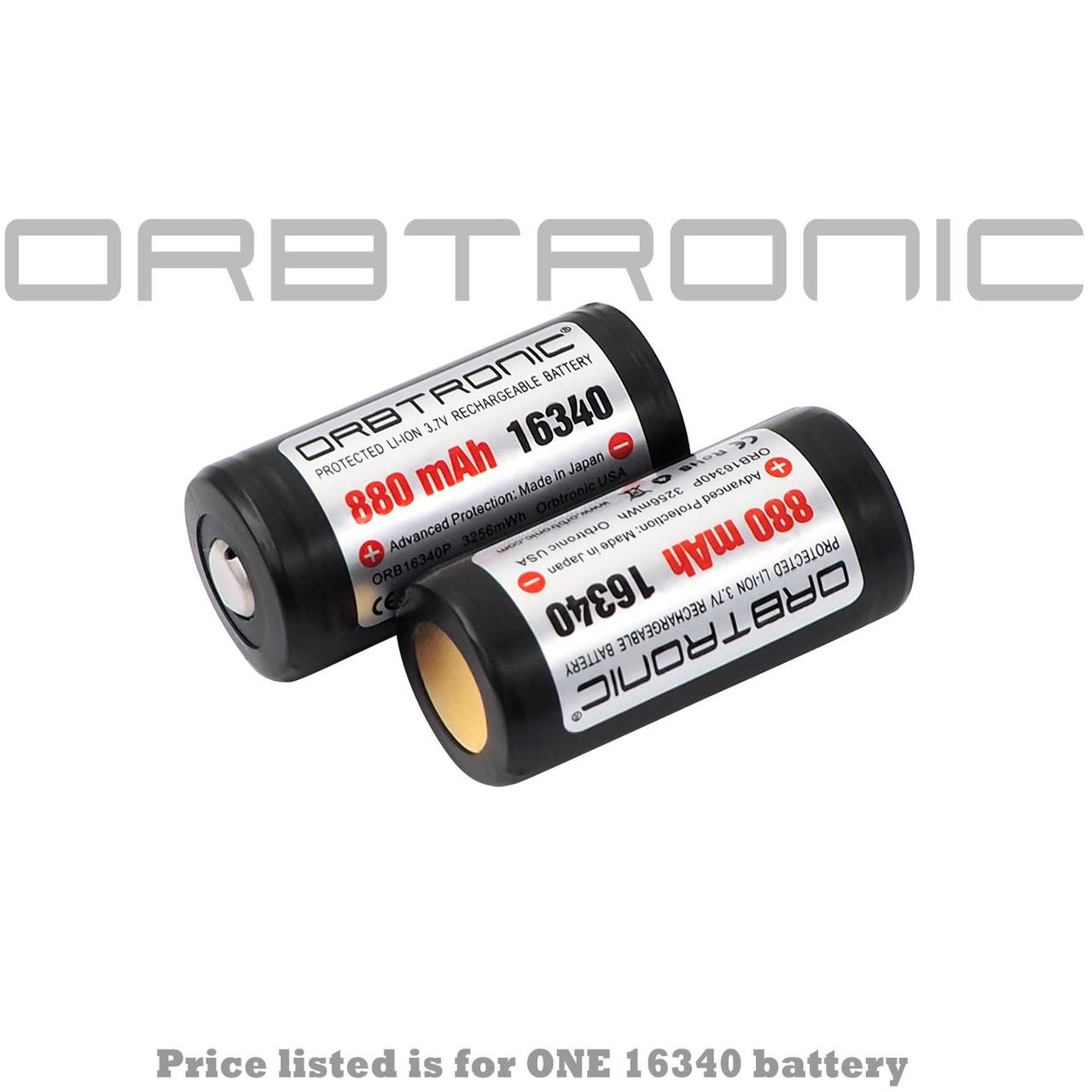 tijdelijk evenwicht Begunstigde 16340 Battery Rechargeable (RCR123) Protected 880mAh Li-ion 3.7V - Orbtronic