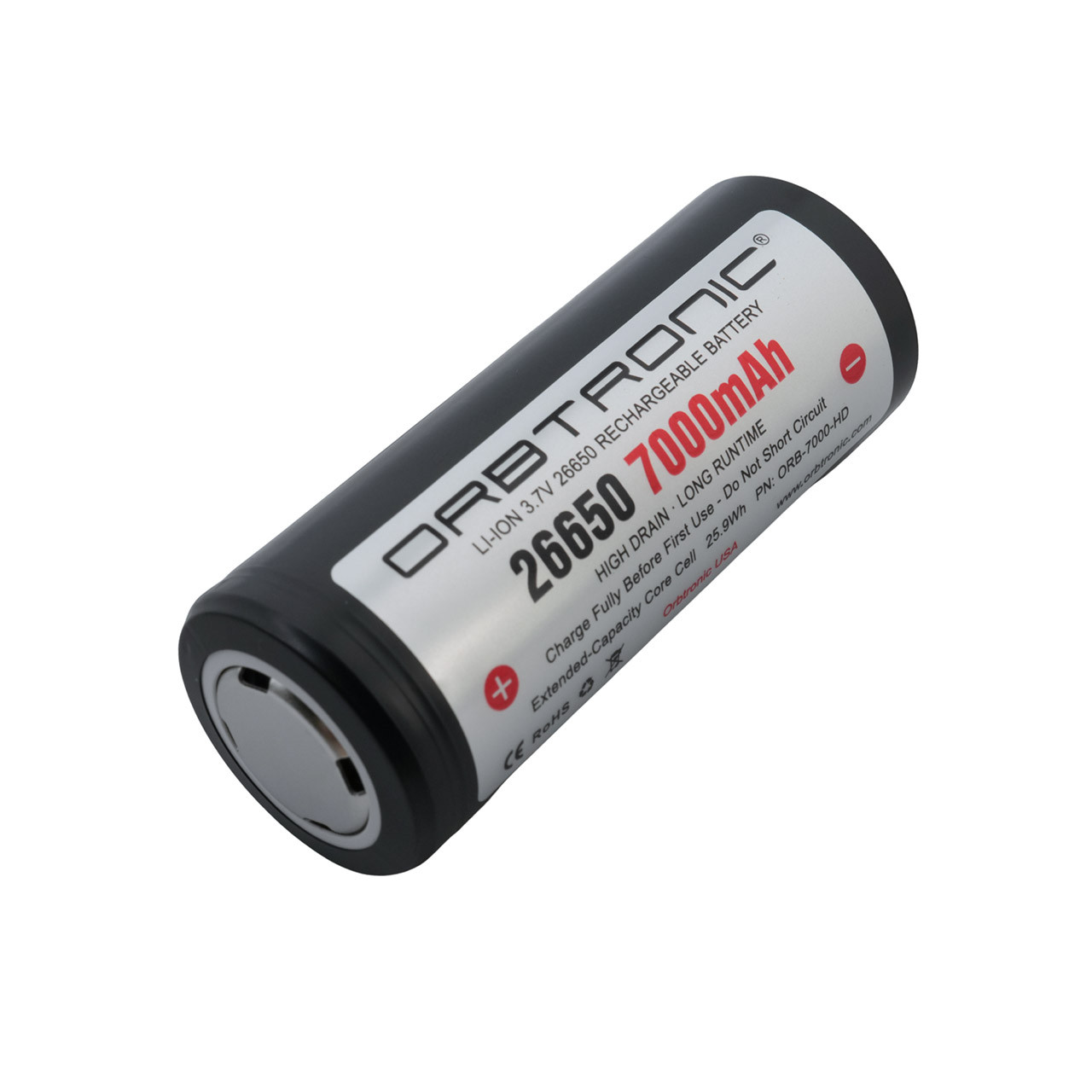 26650 7000mAh Li-ion Rechargeable Orbtronic Unprotected Battery Cell 26650 7000mAh Li-ion Rechargeable Orbtronic Unprotected Battery Cell
