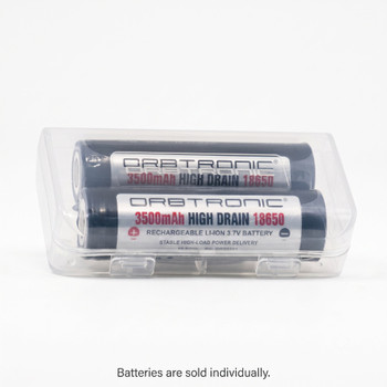 High Drain 3500mAh 18650 Flat Top safety battery case - holder Orbtronic