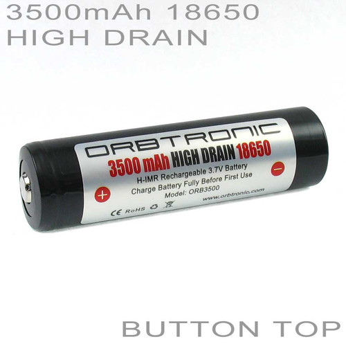 18650 Button Top Battery 3500mAh High Drain Orbtronic