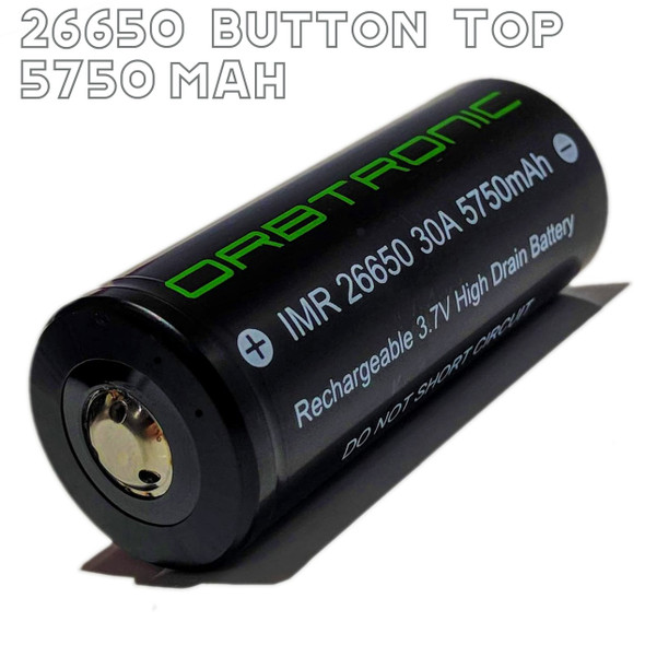 Orbtronic 26650 5750mAh Li-ion battery-button top
