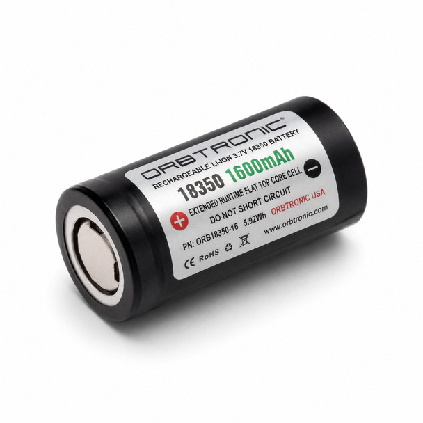 18350 FLAT Top  Li-ion 1600mAh Battery Highest Capacity Flat Top Unprotected Rechargeable Cell 