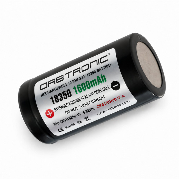 18350 FLAT Top  Li-ion 1600mAh Battery Highest Capacity Flat Top Unprotected Rechargeable Cell 