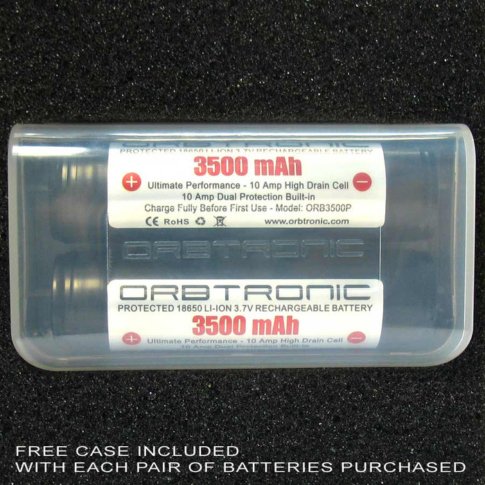 18650 3500mAh Protected Battery Li-ion 3.7V Rechargeable Orbtronic Free case holder