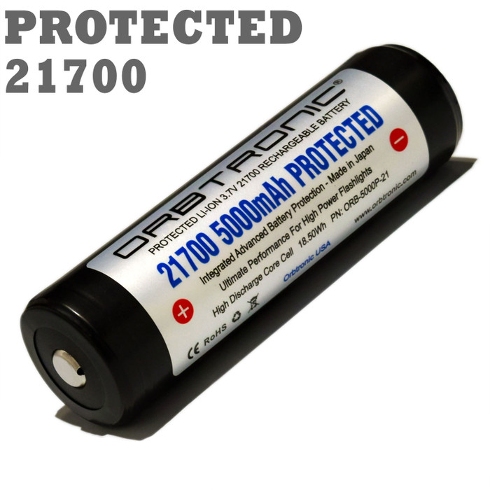 21700 BATTERY PROTECTED BUTTON TOP ORBTRONIC 5000MAH