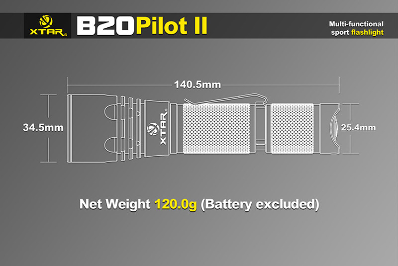 B20 Xtar Pilot LED Flashlight CREE XM-L U3 18650 1100 Lm