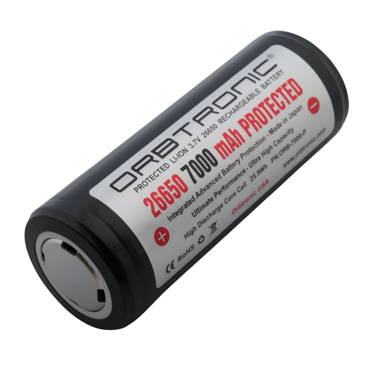 best 26650 rechargeable battery for flashlight 26650 7000 mAh PROTECTED Highest Capacity Li-ion Orbtronic Rechargeable  Battery Cell