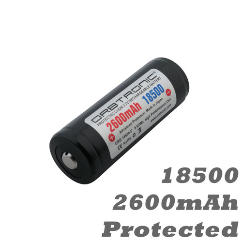 Lot de 2 batteries 18500 IMR 18500 Li-Ion rechargeables 2000 mAh 3,7 V