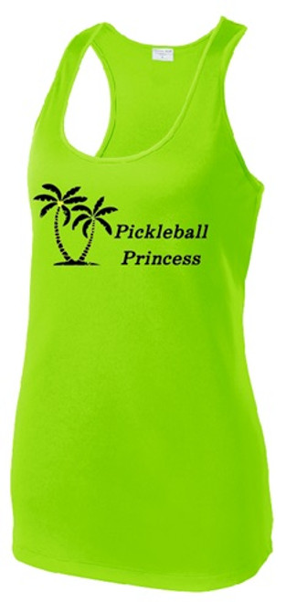 Ladies Racerback Tank - Pickleball Princess, Lime Shock