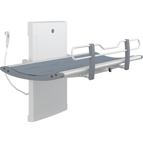 Pressalit Height adjustable shower change table SCT 3500, R8586318, inc. safety rail, with pressure sensitive stop - 1800mm